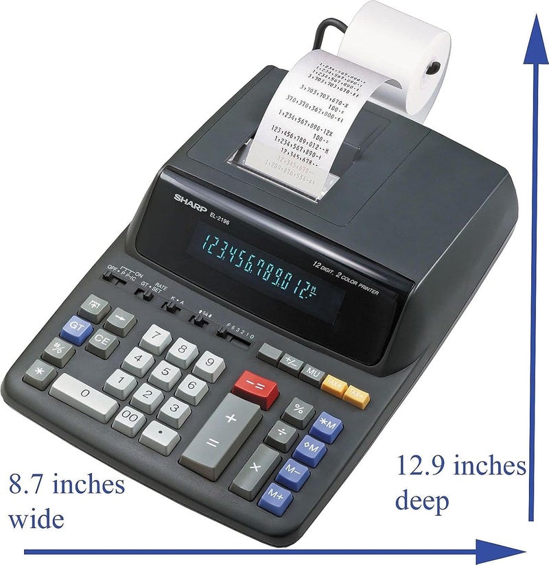 SHARP EL2196BL EL2196BL Two-Color Printing Calculator Black/Red Print 3.7 Lines/Sec - Image 4